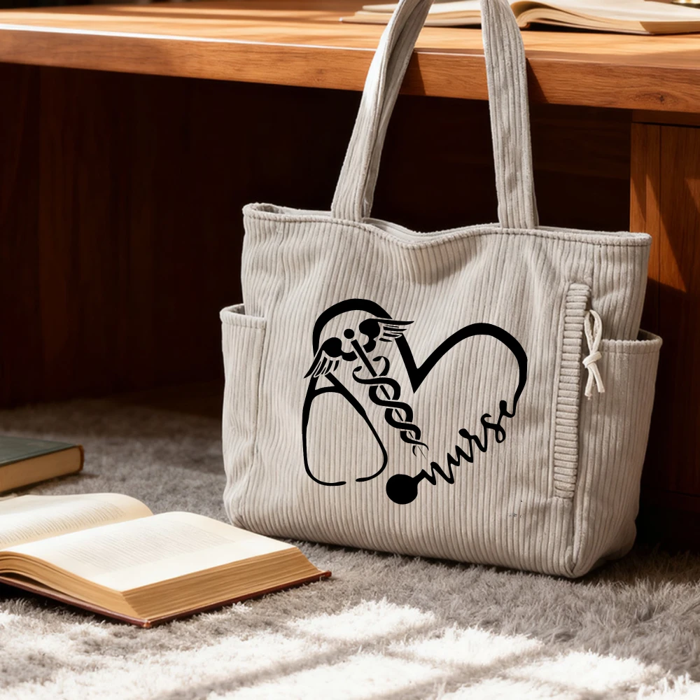 

Женская вельветовая сумка-тоут, вместительная модная сумка через плечо для работы, учебы и путешествий, повседневная сумка для поездок на работу.