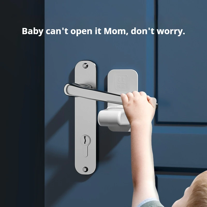 2-Pack, 2 Colors, Safety Lock for Door Handles to Prevent Pets and Babies from Opening the Door, Door Handle Fixed Lock, Child Safety Lock, Easy to Operate, Multi-Functional, Can Be Used in Multiple Scenarios