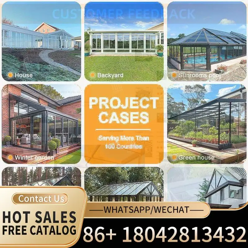 New Trend Four Season Large View Aluminum Sunrooms for Home Garden Patio sunroom