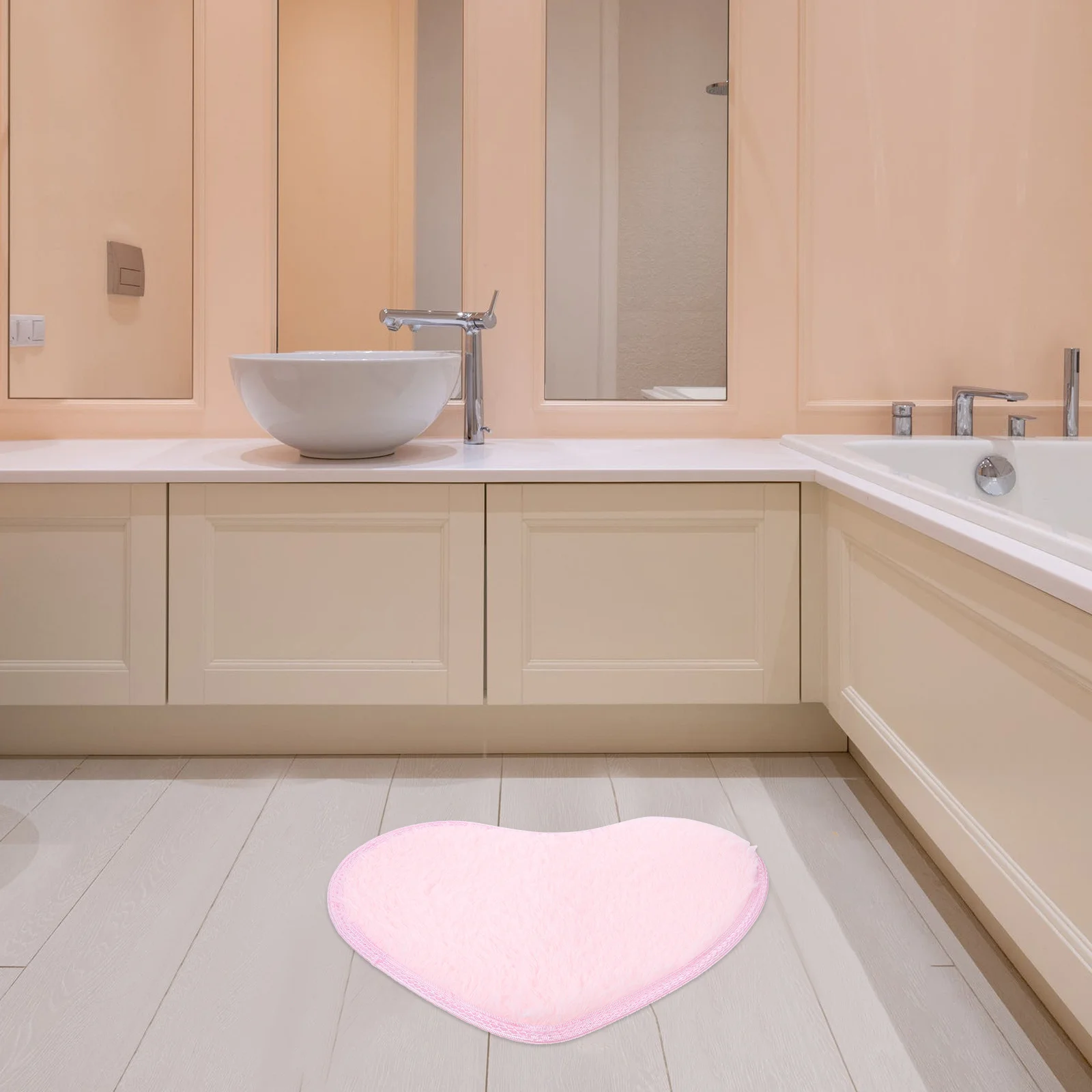 

30x40cm Heart Floor Mat Shape Design Natural Fiber Comfortable Touch Area Rug for Home Bedroom Pink
