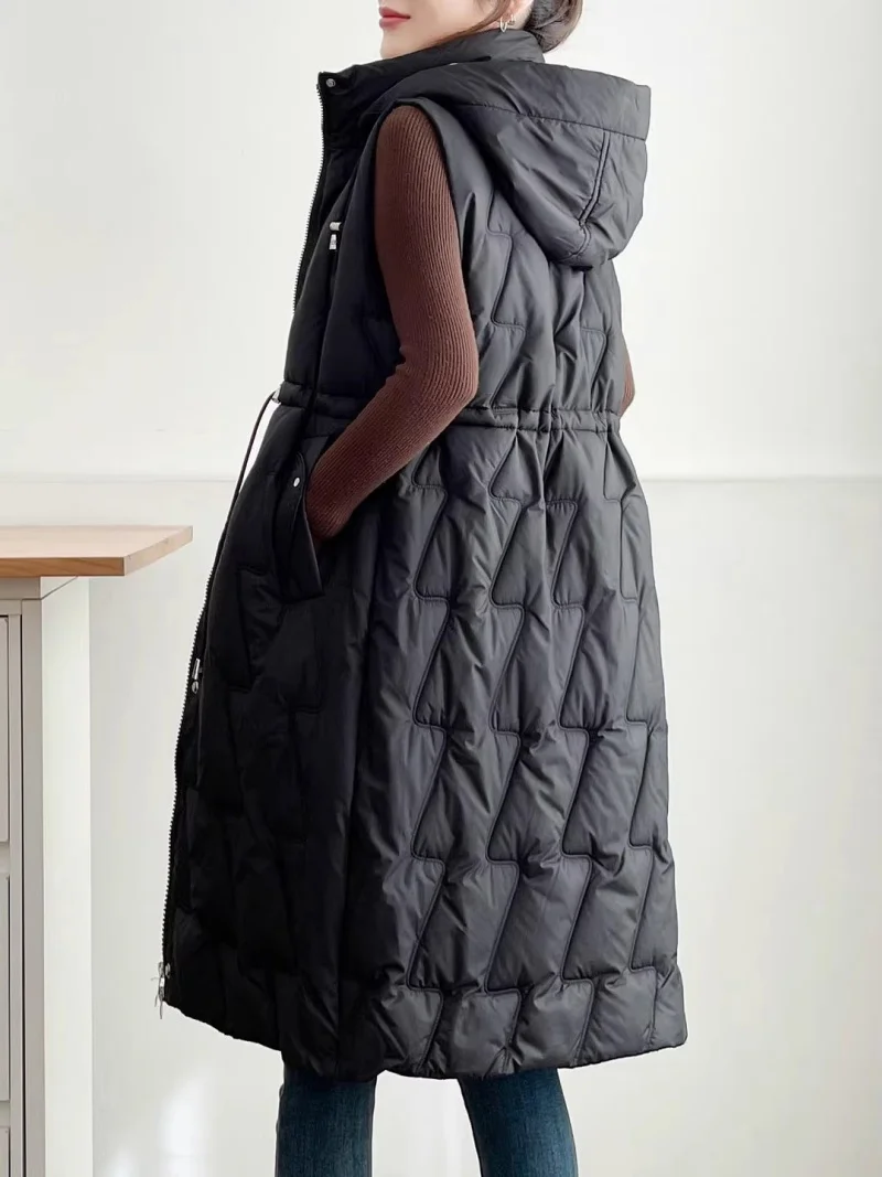 العصرية الشارع الشهير صدرية سترة سترة فضفاضة منتصف طول أسفل القطن سترة للنساء الخريف/الشتاء التخسيس ملابس خارجية غير رسمية w1196