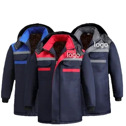 Outdoor inverno ispessimento striscia riflettente officina abbigliamento da lavoro cappotto da uomo nome personalizzato stampa Logo pittore fabbrica Jack Top