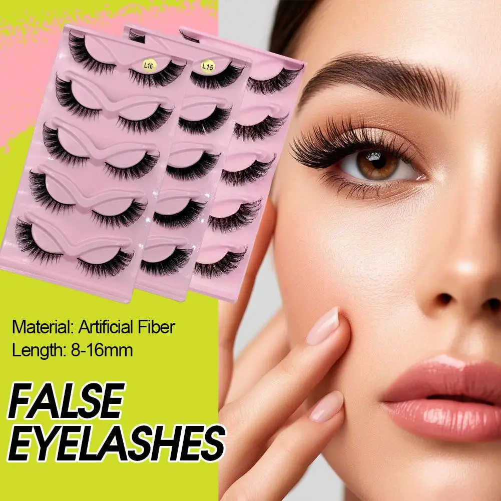 5 pares de pestañas de ojo de gato, tira completa gruesa y esponjosa, herramienta de extensión de pestañas postizas, pestañas DIY, maquillaje Individual K6Z3