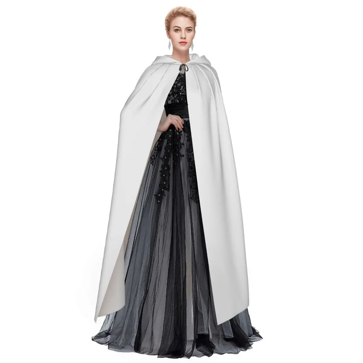 Pretty Woman 1990 Long Hooded Cloak Witch Medieval Costume Cosplay Cape HalloweenVampire Adult Unisex - view 4