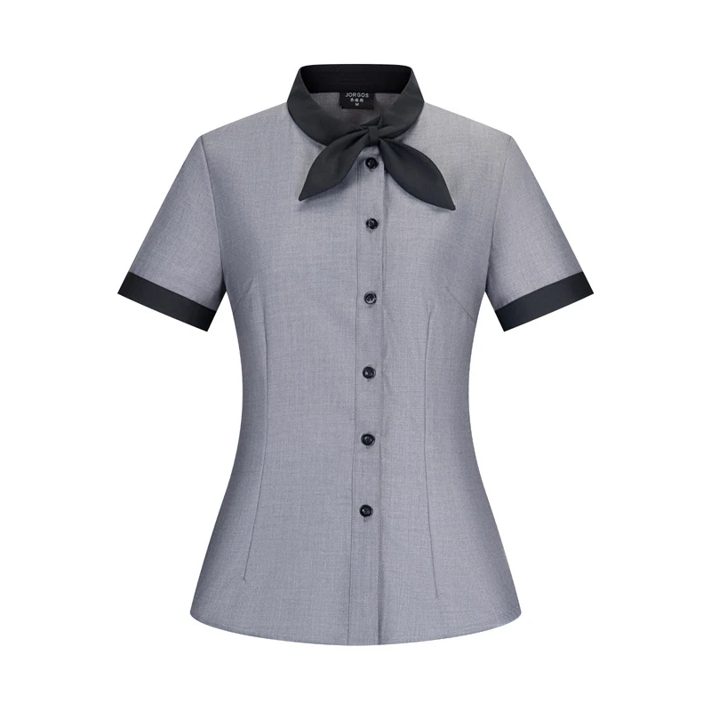 Short Sleeve Waiter Tops for Man Western Restaurant Workwear Overalls Carfe Waitress Uniform Hotel Food Service Shirt