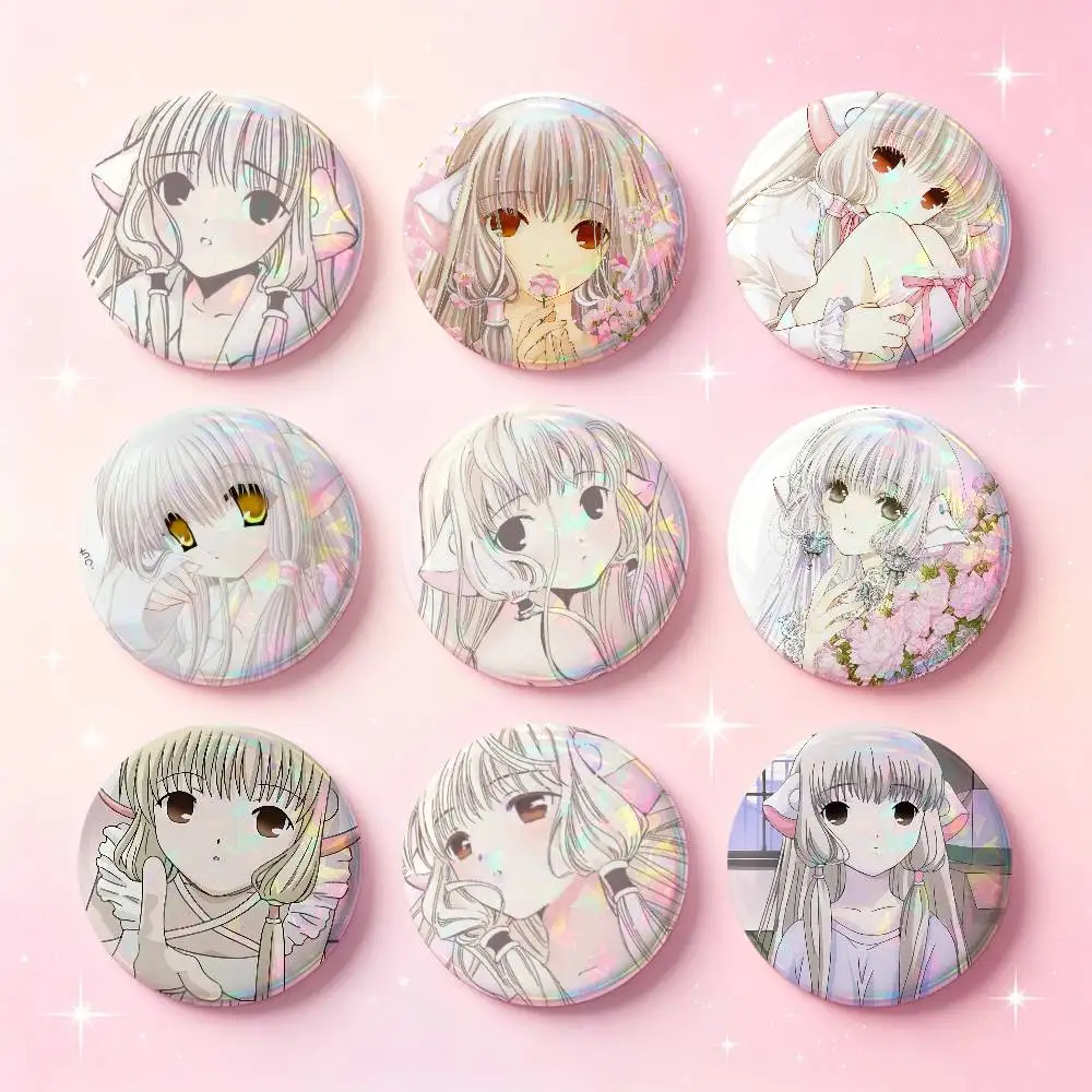 Chii Chobits Anime Badges 25 32 44 58 75 Mm Round Cosplay Pin Bag Decor Fans Collect Friends Gifts Brooch Souvenir