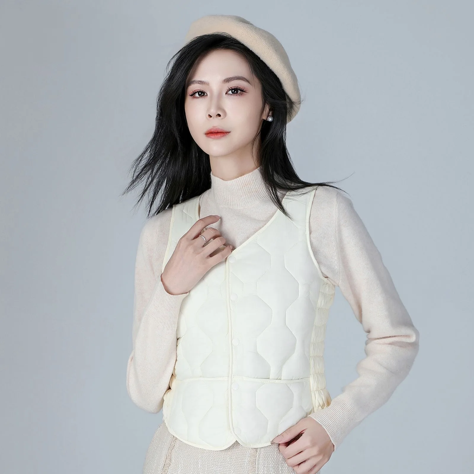 

Women's ort Fce Lined Slim Fit Vest Inner Wear Cotton down Jaet Mom's oulder Pad Warm Sli Versatile Inner Core