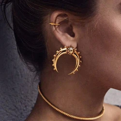 Yori Creative C-Shaped Moon Glossy Earrings Fashion Women Stainless Steel Anti Allergic Daily Jewelry