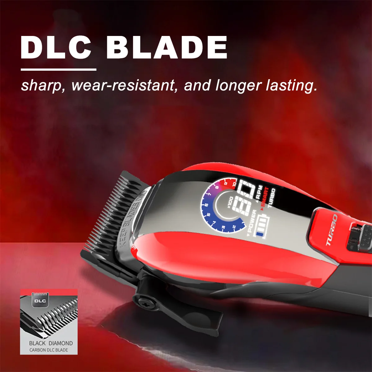 Kemei Clippers Professional Hair Clippers Rechargeable DLC NEW Design Hair Cut Machine TFT Color HD DISP Clippers For Man KM-488