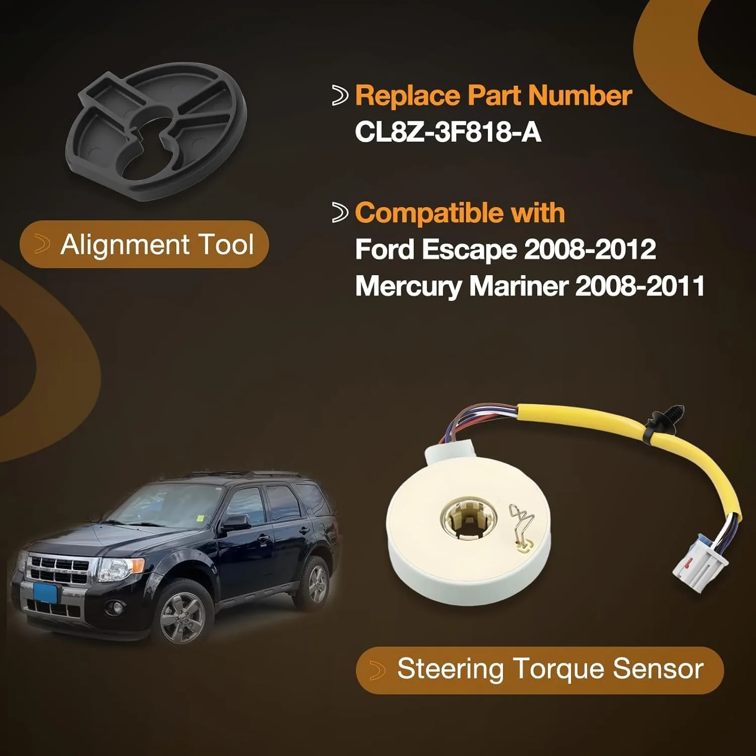 OE# CL8Z-3F818-A CL8Z3F818A, Power Steering Torque Sensor for Ford Escape 2008-2012/Mercury Mariner 2008-2011, Steering Angle