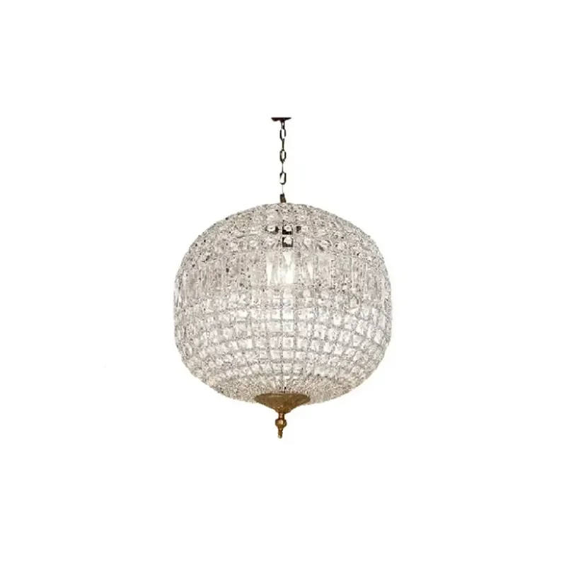 Crystal LED Ceiling Light Round Chandelier with Chain and Canopy