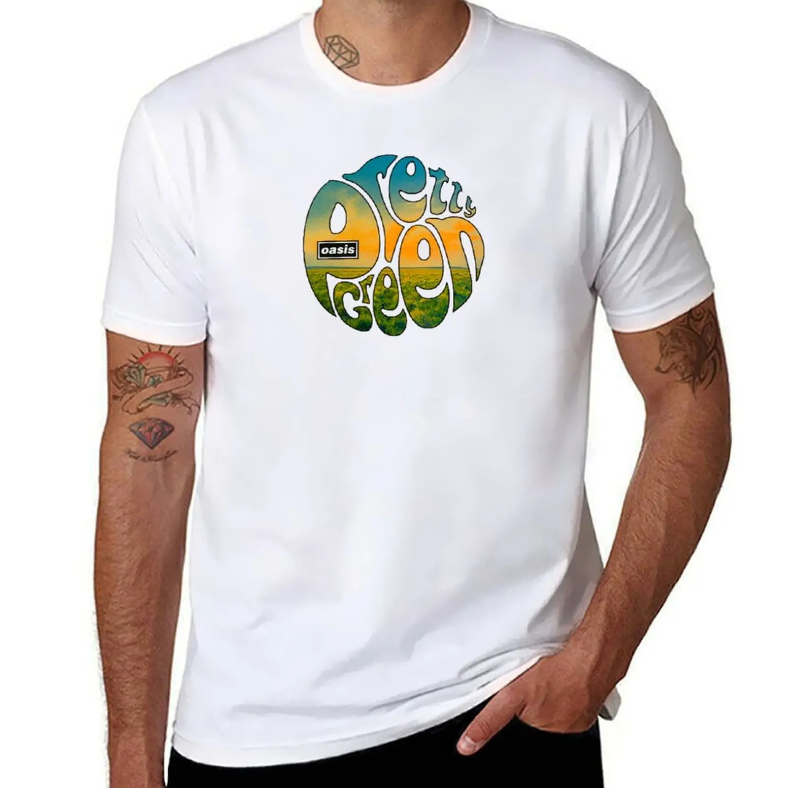 Oasis, lo que sea bastante verde, camiseta Summer Vibe, camiseta para hombre, camisetas gráficas de algodón pesado para hombre, camiseta