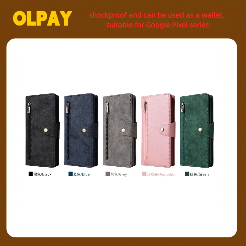 

OLPAY For Pixel 10Pro XL 9 9A 8 7 6 Pixel 9Pro 8A 7A 6A 5A 5 4A 4XL Magnetic Clasp Wallet Case With Card Holder,Cash Slots Case