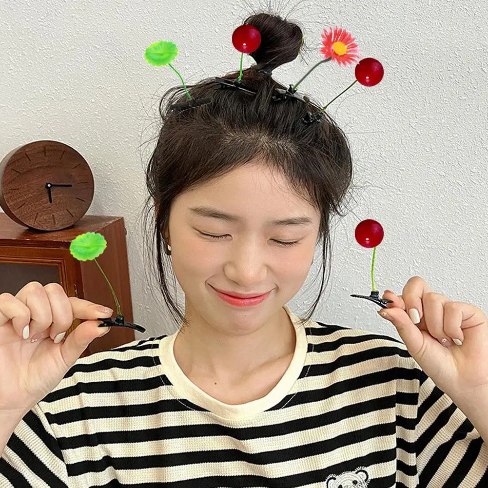 5pcs Mini Bean Sprout ผม Grips เด็กสาวหวานปลูกผมตลกโรงงานคลิปคลิป Headwear Hairpins หญ้า Claw ผมหญ้า T2q1