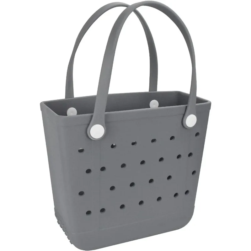 Medium Rubber Waterproof Beach Tote Bag, Beach Storage Basket Open Hole Tote Bag