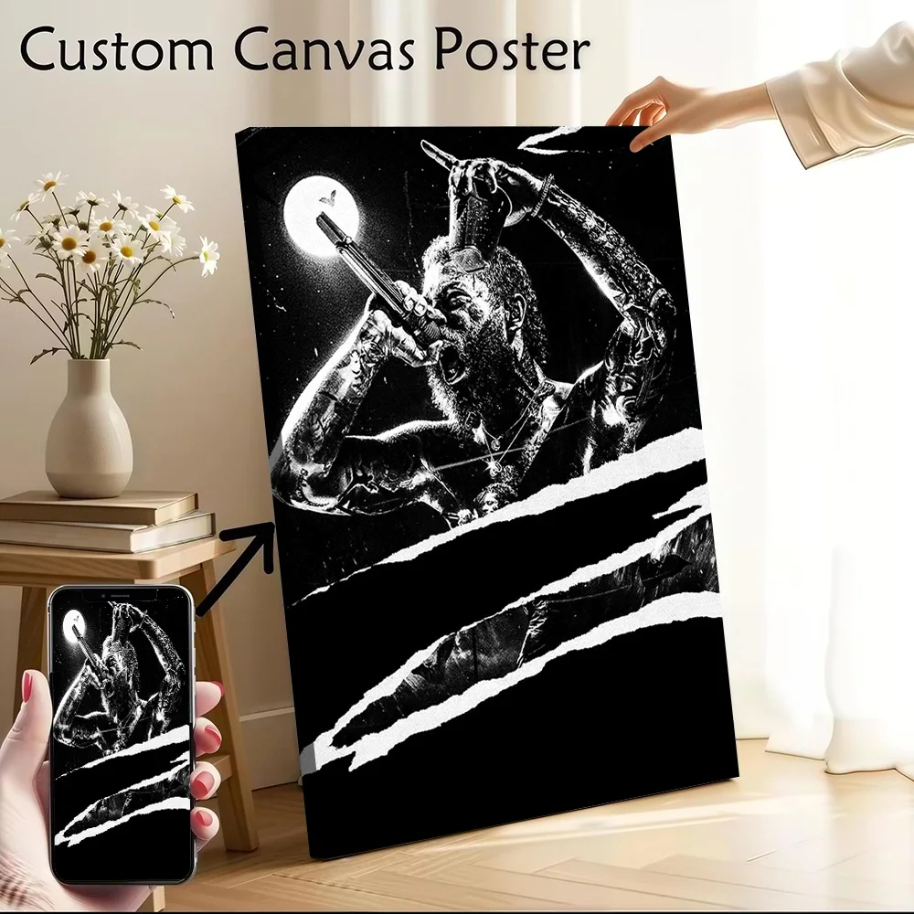 Post Malone Rapper Music Canvas Poster Customizable Pictures Wall Art Canvas Painting for Living Room Decoration Gaming Home