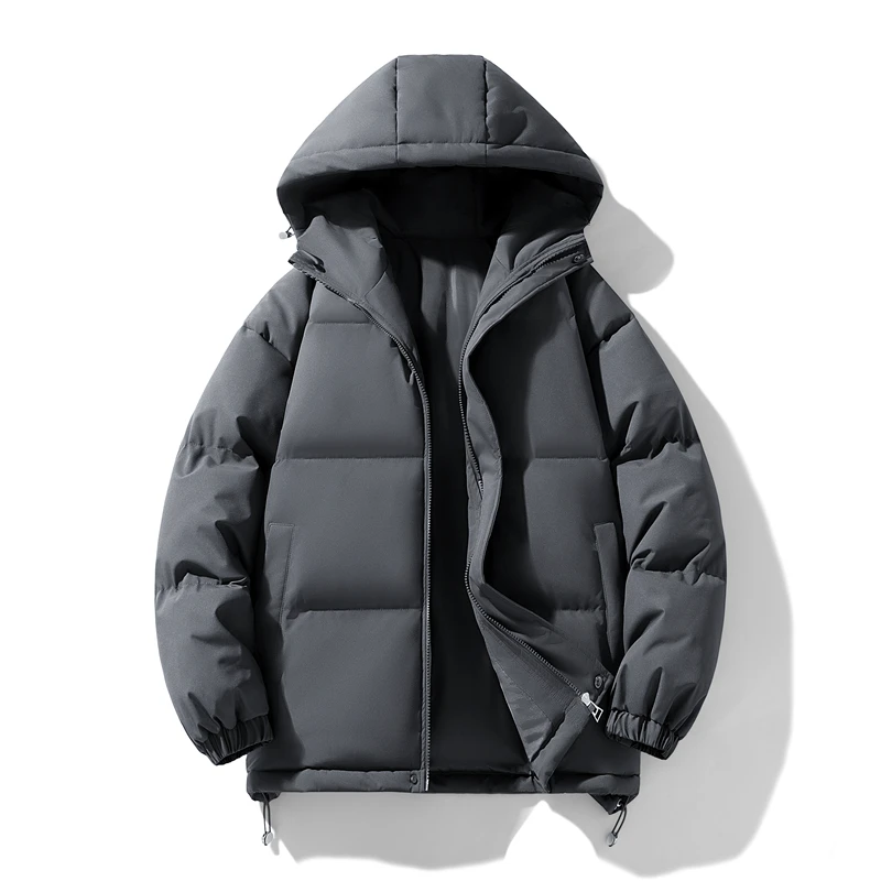 Winter Loose Fashion Hooded Men Jacket New Keep Warm Casual Comfortable Parka Outdoors Simplicity Versatile Thicken Solid Coat