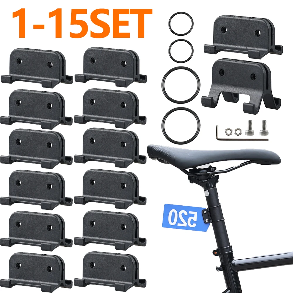 1-15set Rear License Number Seatpost Quick Release Bicycle Seatpost Holder Round Road Bike Number Plate Stand Clamp for MTB Bike