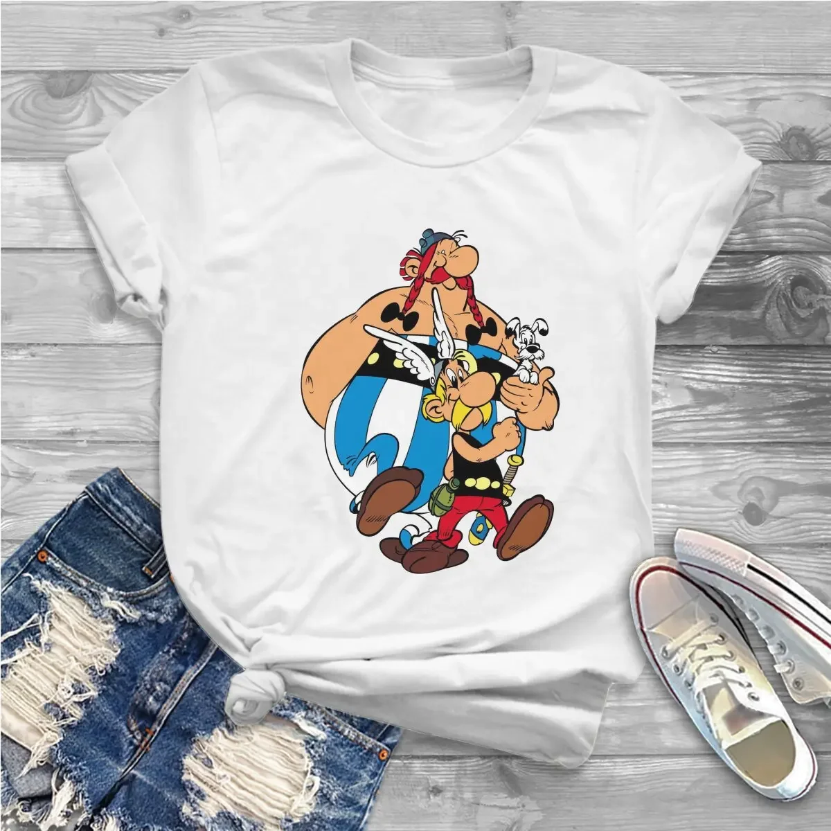 

Женская футболка в стиле «Харадзюку», с круглым вырезом