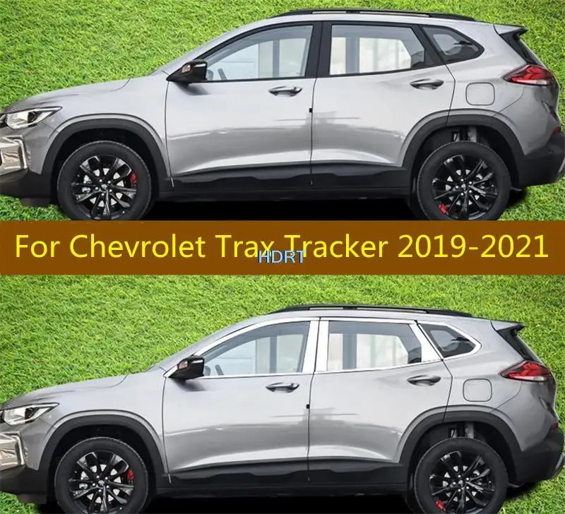 Car Sticker Stainless Steel Glass Window Garnish Pillar Middle Column Strip Trim moulding For Chevrolet Trax Tracker 2019-2021