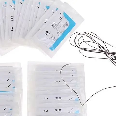 

12 шт., набор для ветеринарной практики, набор для наложения швов с нитью, хирургический материал для моделирования, игла для наложения швов хирурга, стежки