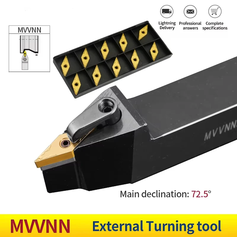 

MVVNN2020K16 MVVNN1616K16 MVVNN2525M16 External Turning Tool Holder VNMG Carbide Inserts MVVNN Lathe Cutting Machine Tools Set