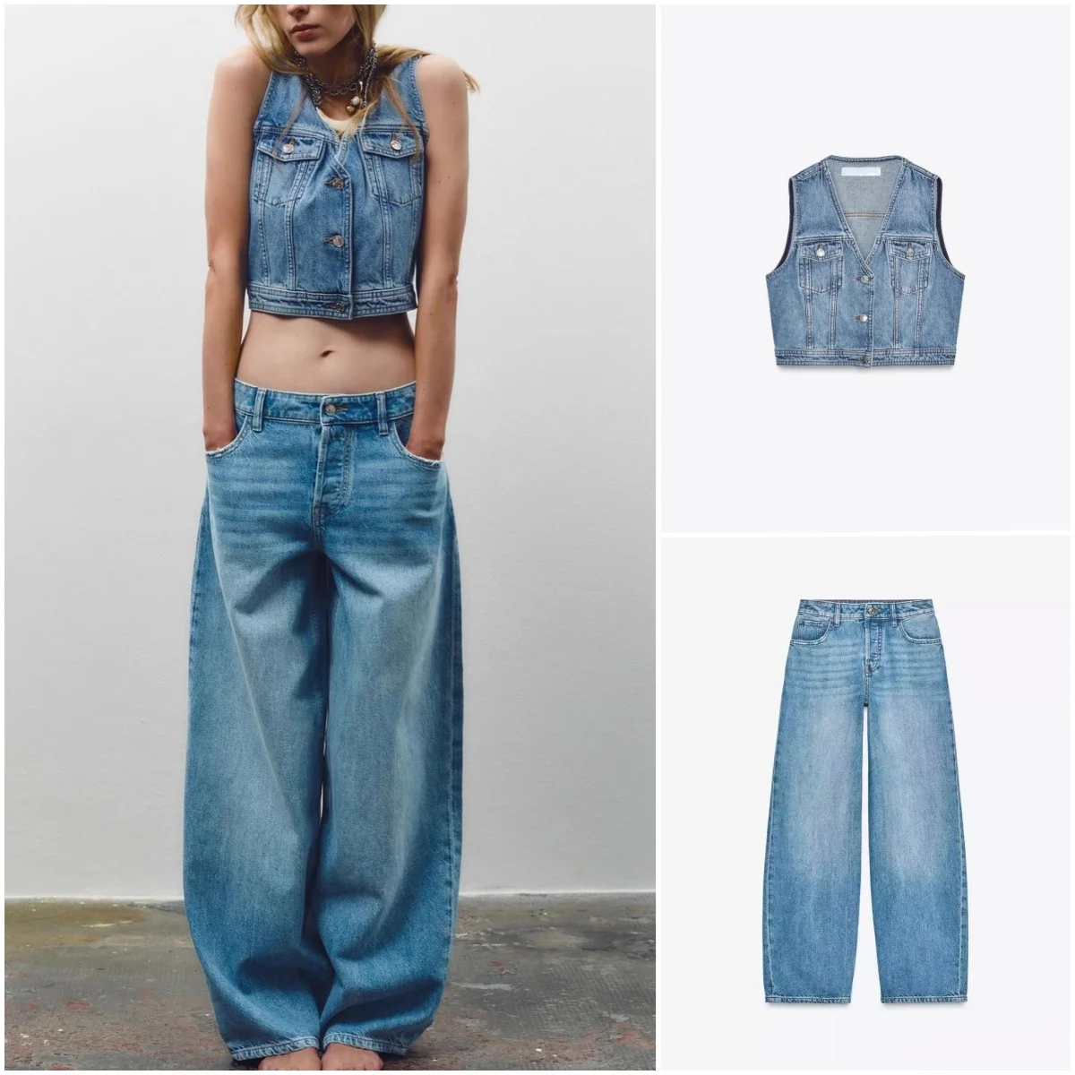 

Джинсы с высокой талией, весенний женский модный жилет с v-образным вырезом, комплект из двух предметов, длинные брюки, китайское производство