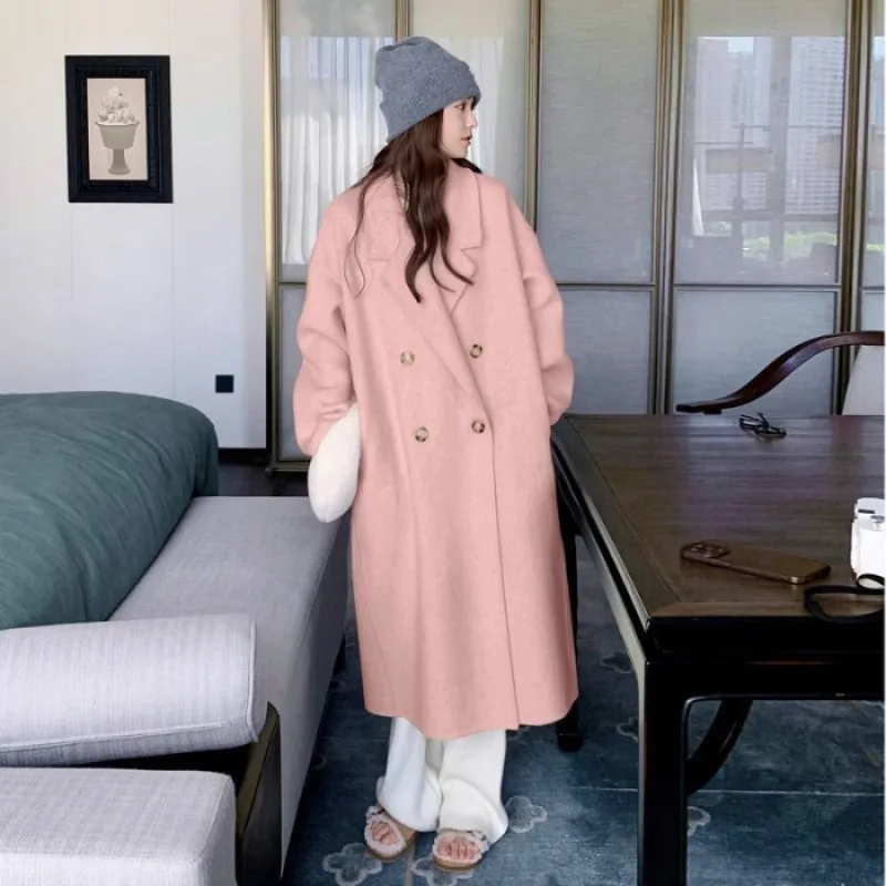 Gray woolen jacket thicken women\'s long coat thickened gray coat autumn and winter women\'s midlength