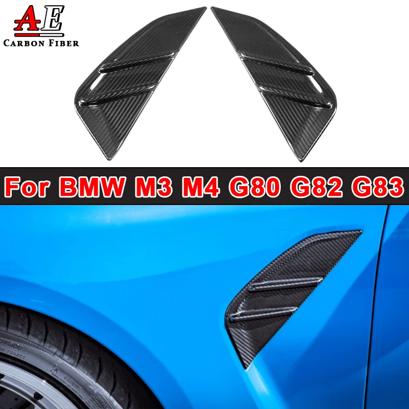 For BMW G80 M3 G82 G83 M4 2021+ Dry Carbon Fiber Side Fender Air Vent Fins Winglet Car Canards Splitter Body Kit