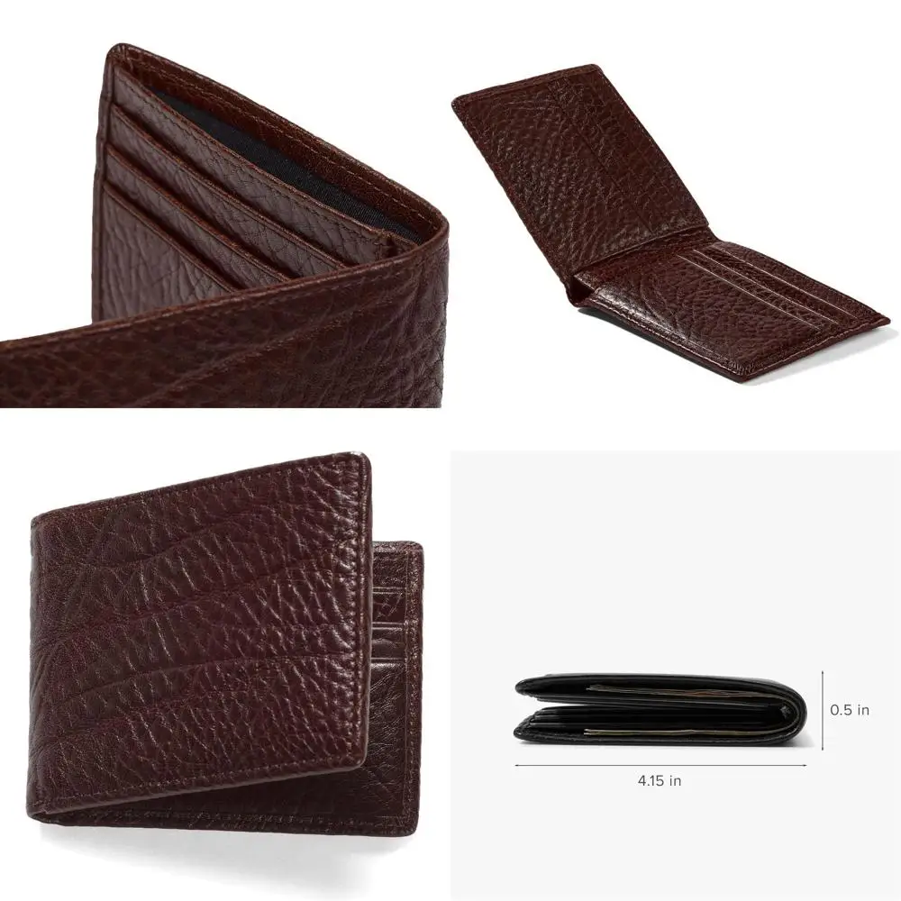 

Тонкий мужской кошелек с передним карманом, 6 отделениями для карт, отделением для купюр и 2 внутренними карманами - минималистичный кожаный кошелек