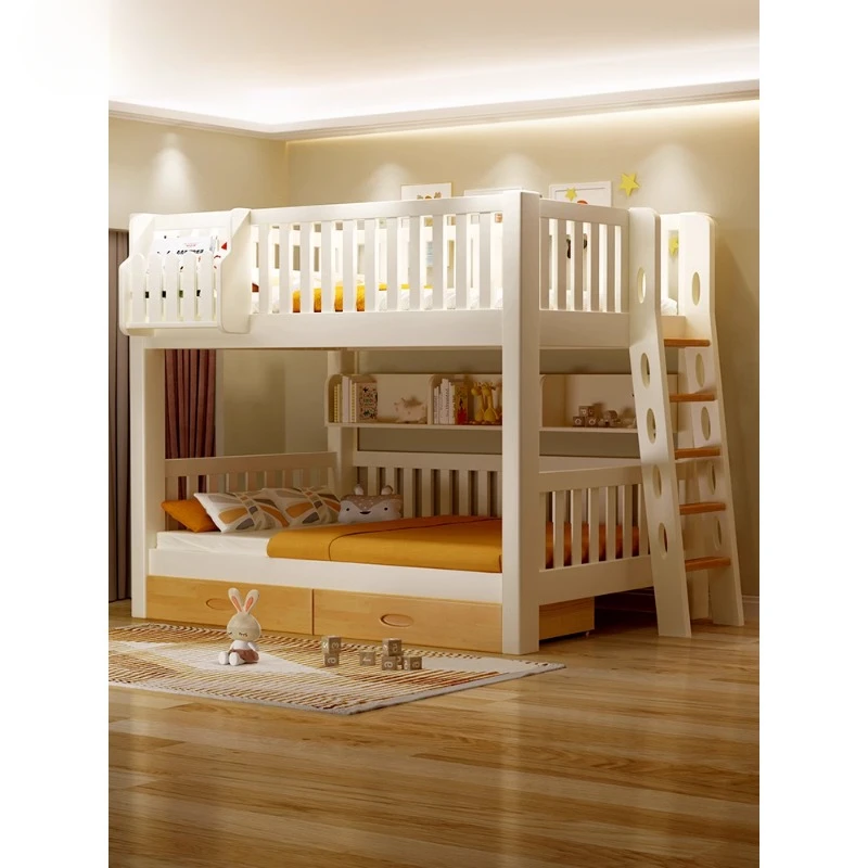 Full solid wood children's upper and lower beds parallel beds of the same width, high and low beds for children and mothers