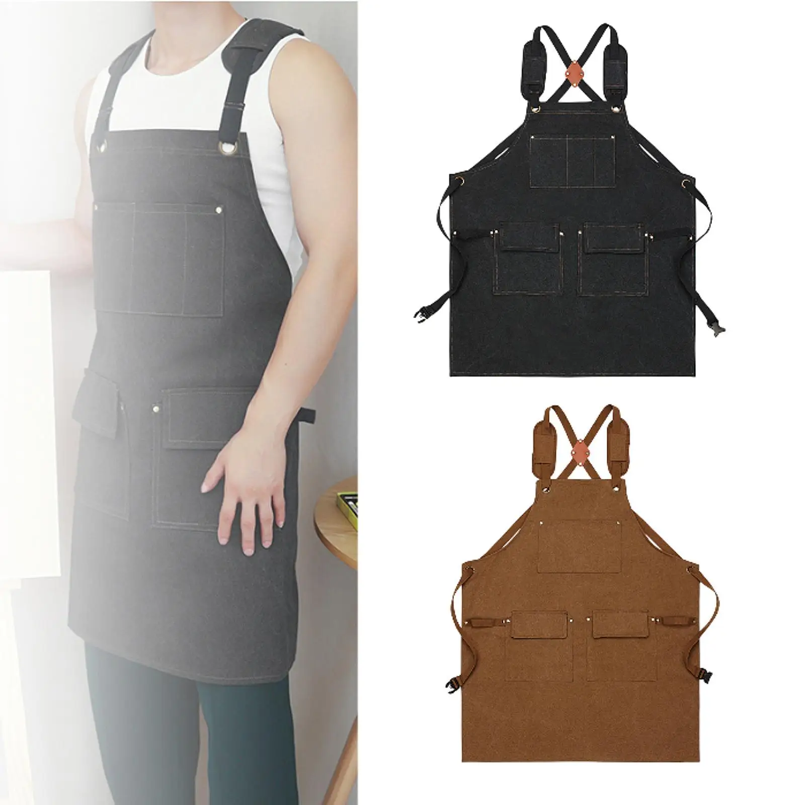 

Canvas Apron Versatile Portable Adjustable Catering Apron Professional Chef