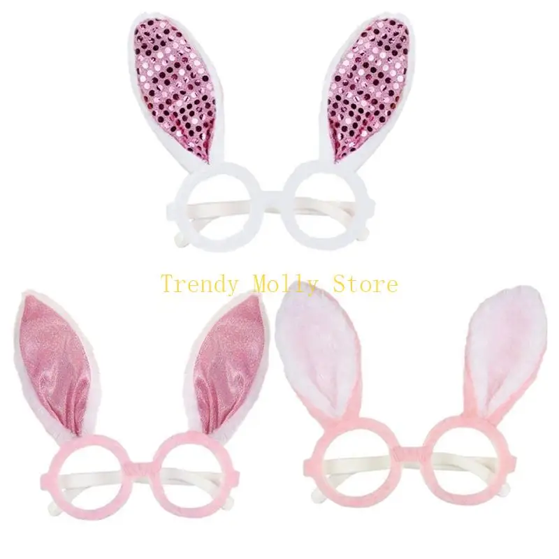 

N5KB Novelty Funny Glasses Easter Party Glasses Easter Bunnies Ears Eyewear Adult Kid