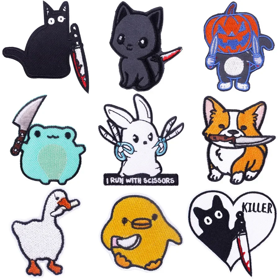 50Pcs Bulk Embroidered Patch Iron On Patches for Clothing Duck Clothes Stickers Sewing Thermal Adhesive Applique Fusible