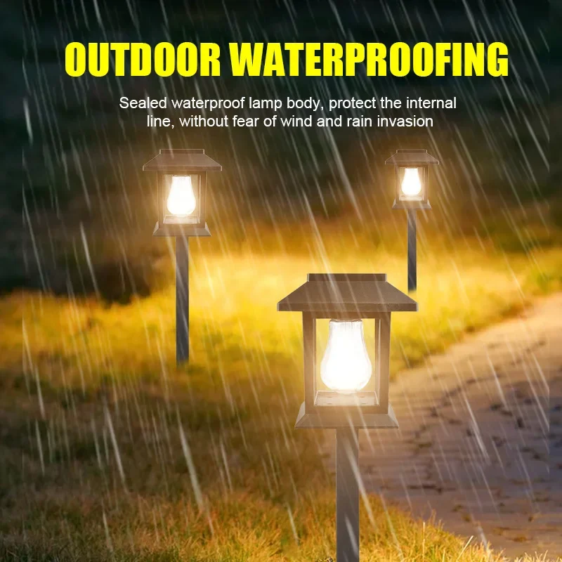 Practical Solar Light Outdoor Garden Light Waterproof Garden Walkway Tungsten Lawn Lamp Outdoor Atmosphere Path Light Hot Sale