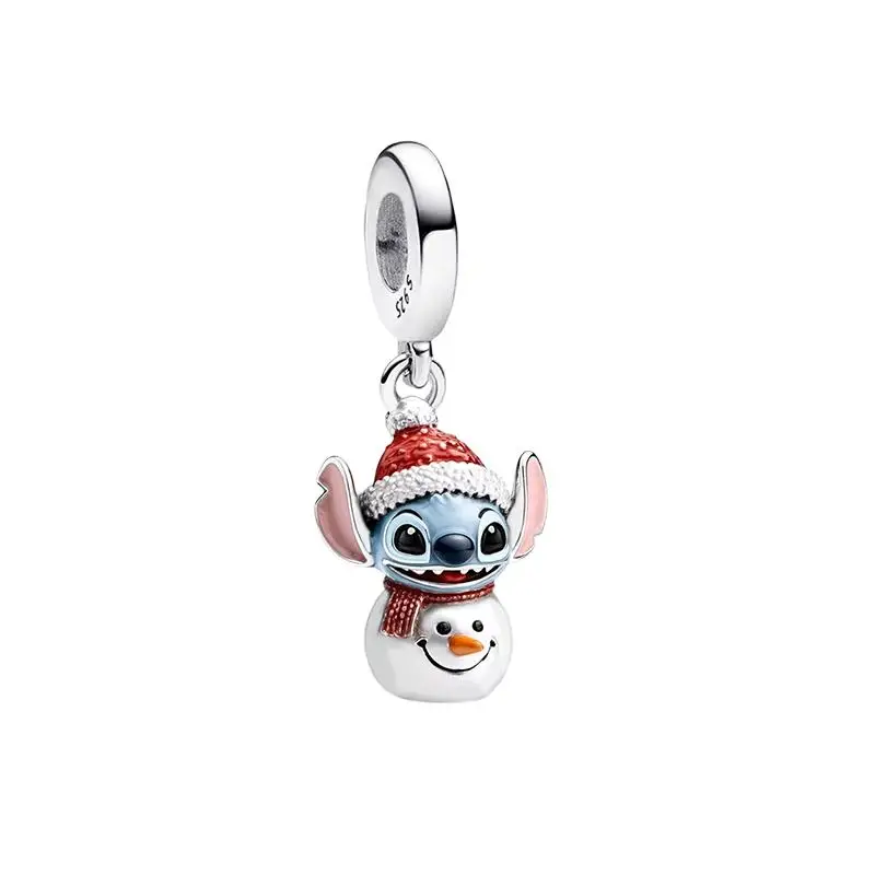 Potdemiel Disney 925 Silber Stitch&Mickey Charms Anhänger Perlen Passend für Original Halskette Armband DIY Frauen Geburtstagsgeschenk