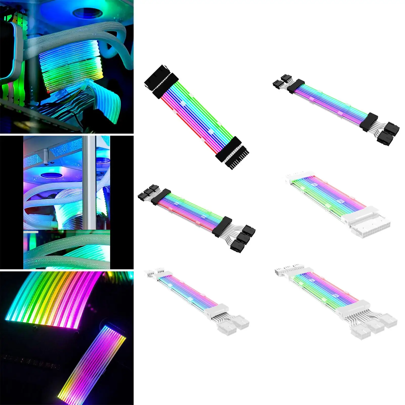 PCIe Cable 24Pin 2x8Pin 3x8Pin 8 Pin RGB Cable Extension RGB Cable for PC