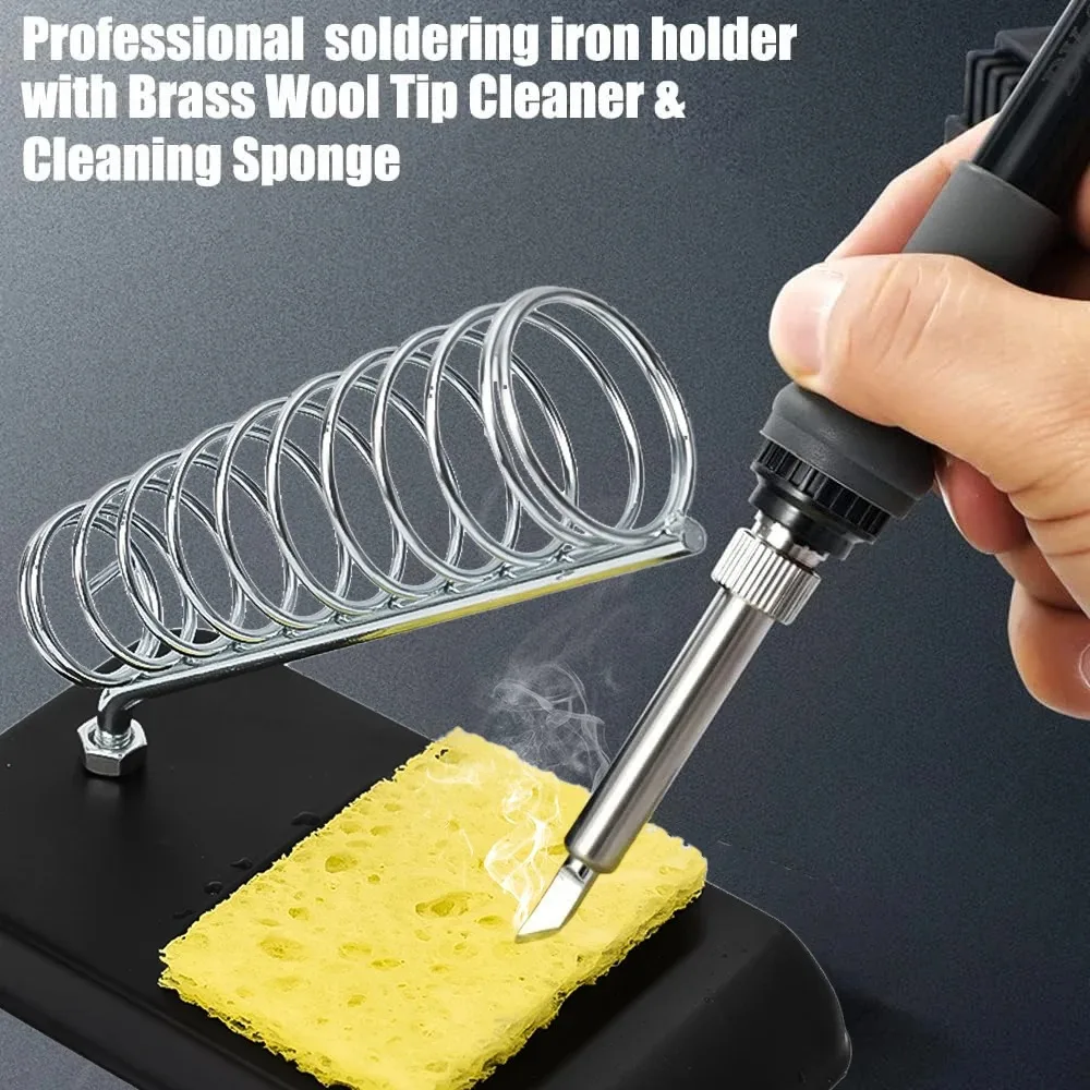 2/1Pc Universal Electric Soldering Iron Stand Holder with Welding Cleaning Sponge Pad Portable Metal Soldering Iron Storage Rack