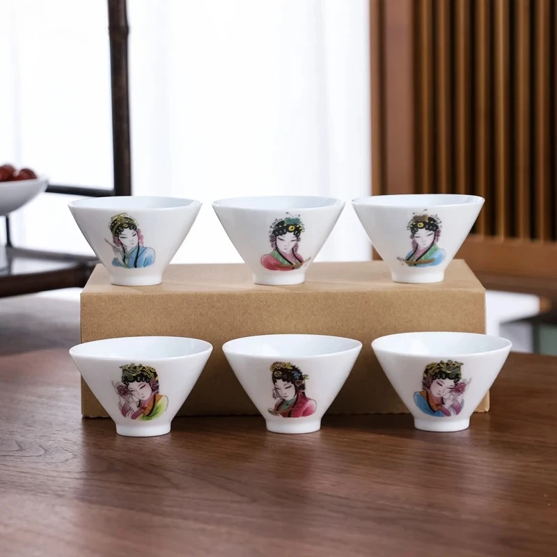 6pcs Dehua White Porcelain Tea Cups Suit Exquisite Custom Ceramic Teacup Home Porcelain Tea Accessories Chinese Drinking Set