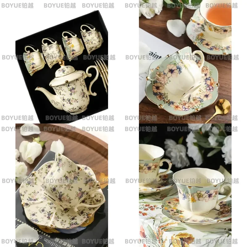 Exquisite French Style Cornflower Coffee Cup and Teapot Set Elegant Tea Service with Gift Box Perfect for Sweet Season