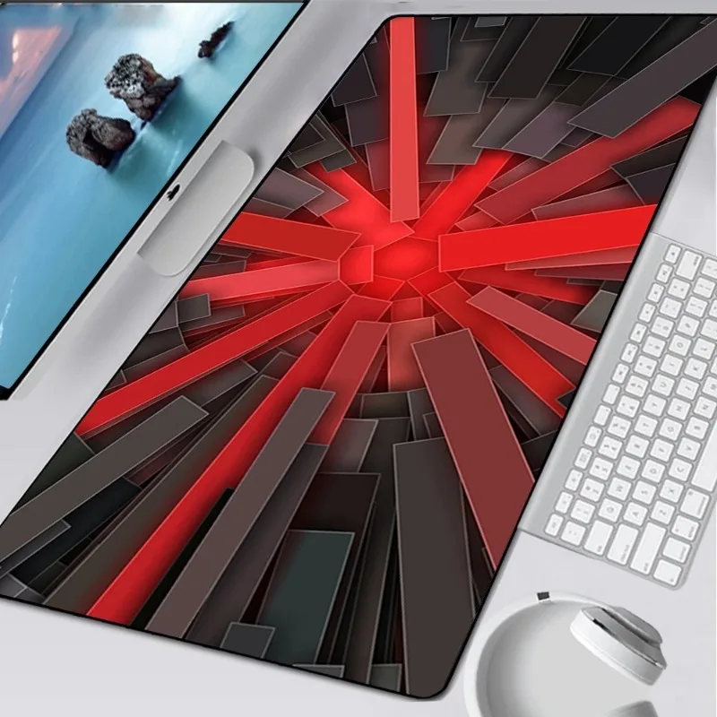 Mouse Pad Gamer Home Large Computer Custom MousePads Desk Mats Black Red Geometric Design Anti-slip Office Carpet Mouses Mat