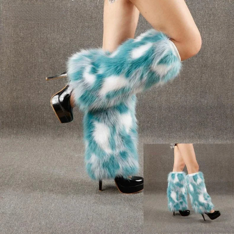 Fluffy Faux Fur Leg Warmers Boot Covers Women Long Short Warm Socks Winter Stage Performances Plush Boots Socks Sleeve