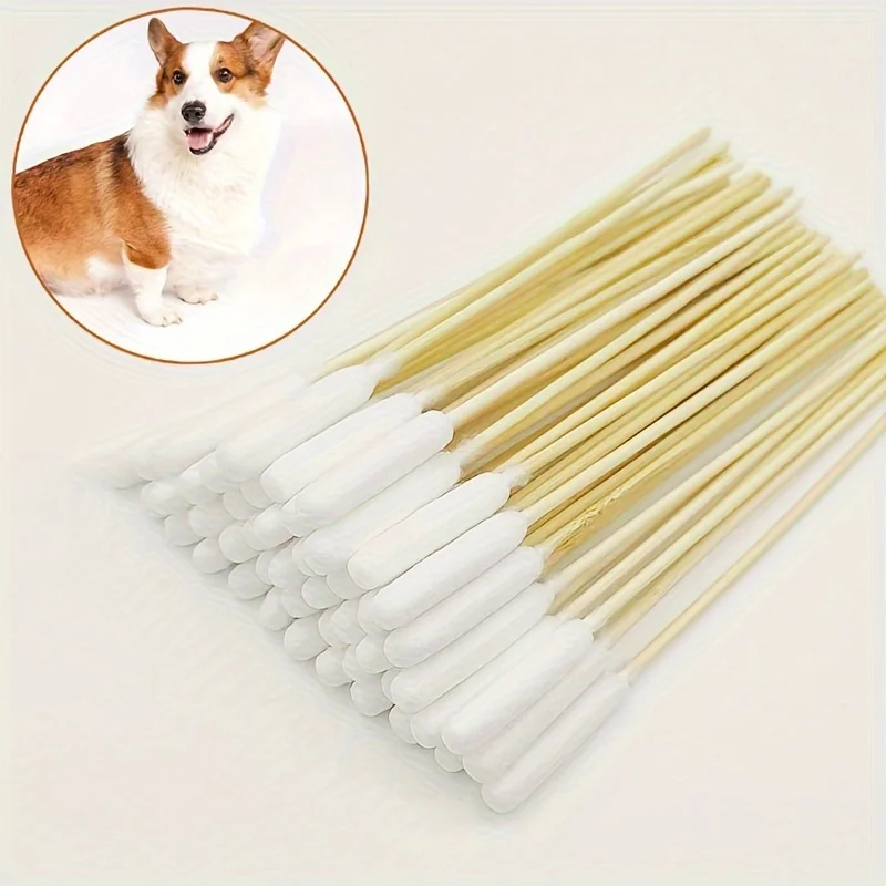 50/100/300/500/900/1000Pcs Pet Cotton Swabs, Disposable Long Cotton Swab Stick With Wooden Handle For Pet Dog Ear Cleaning