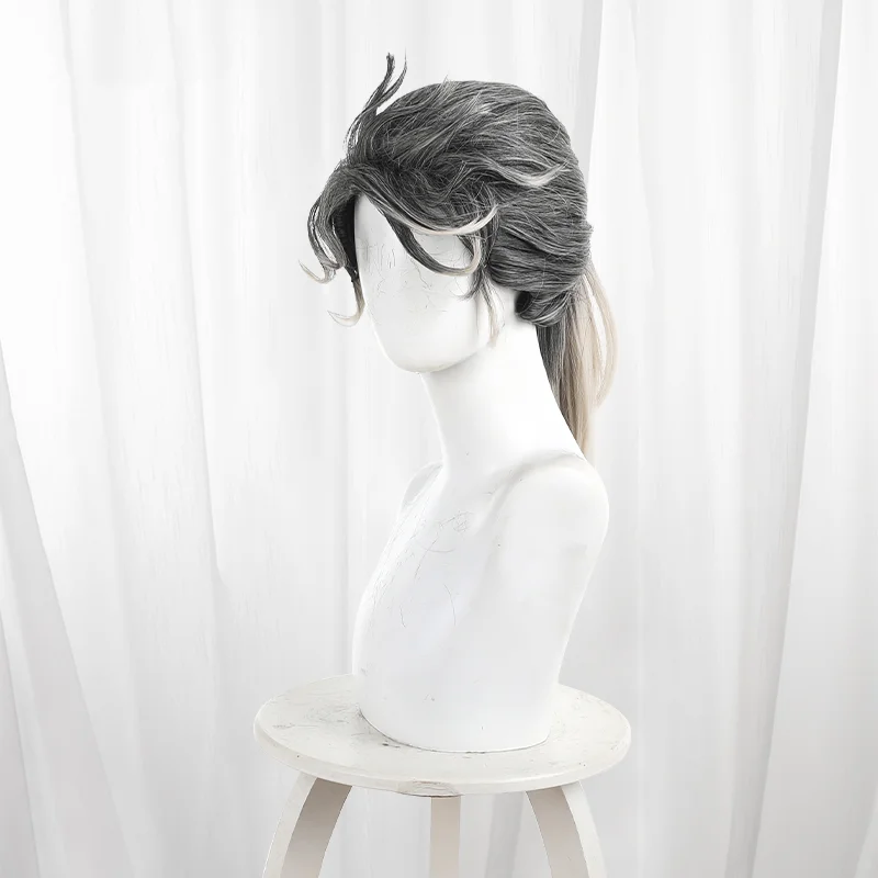 Juego Identity V Compositor Umber Cosplay peluca negro plata gradiente alto cola de caballo peinado para Comicon fiesta adultos mujeres hombres