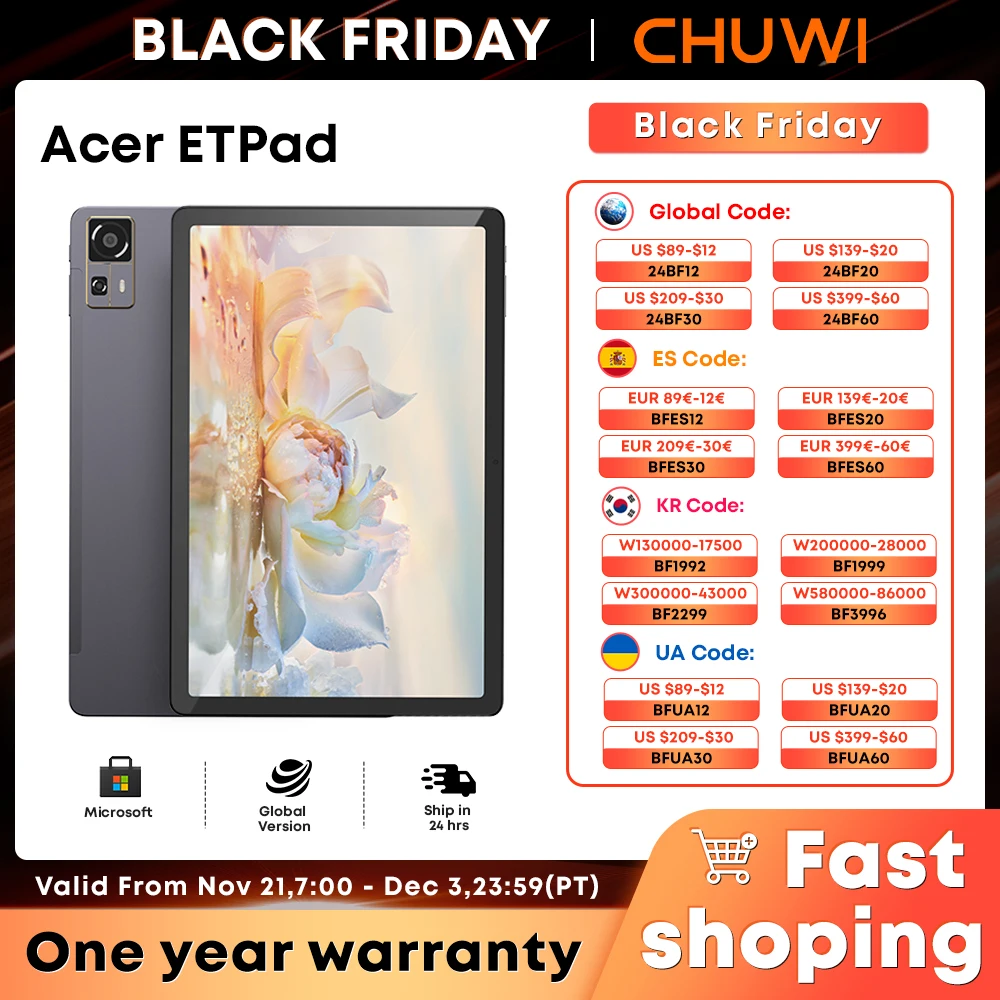 2024 Acer Gadget e10 ETPad Android Tablet 4G LTE Snapdragon 685 Octa Core Pad 8GB RAM 128GB ROM 10.95 inch 1200*1900 screen