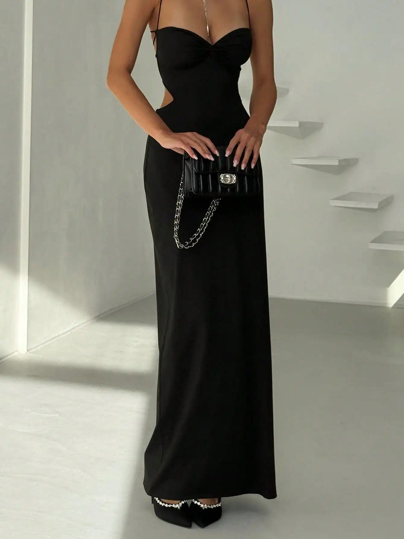 Aloruh Vestido camisola con cintura torcida y recorte lateral para mujer, diseño ajustado, vestido de fiesta de té, vestidos de verano para mujer, Festival de trajes rave