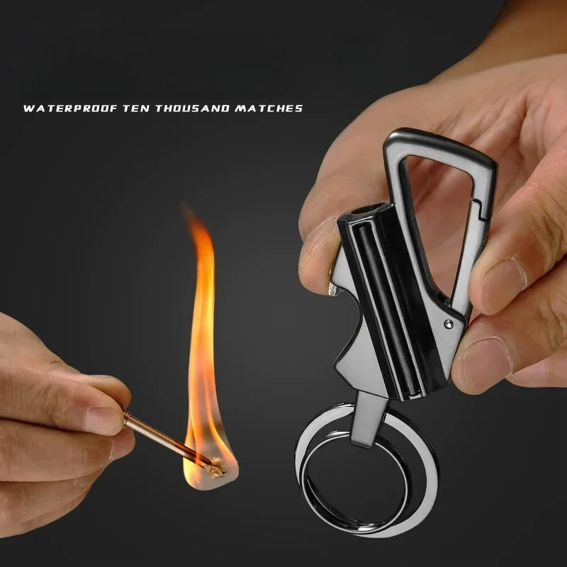 New Match Multi functional 3-in-1 Mini Keychain Bottle Opener Metal Lighter Outdoor Portable Waterproof Lighter Trendy Gift