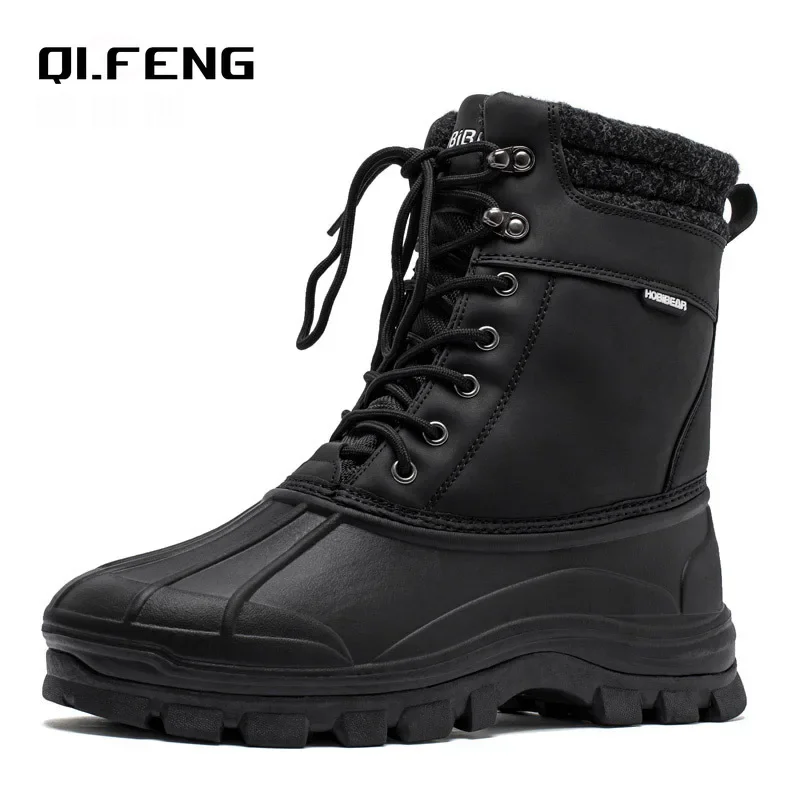 Winter New Outdoor Anti Slip Wear Resistant Snow Boots Men\'s Work Warm High Top Plush Boots Mountaineering Hiking Touring Shoes