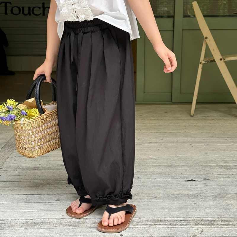 Girls' Summer Baby Versatile Long Pants with Sweet Lace Closure and Mosquito Repellent Design Girls Trousers