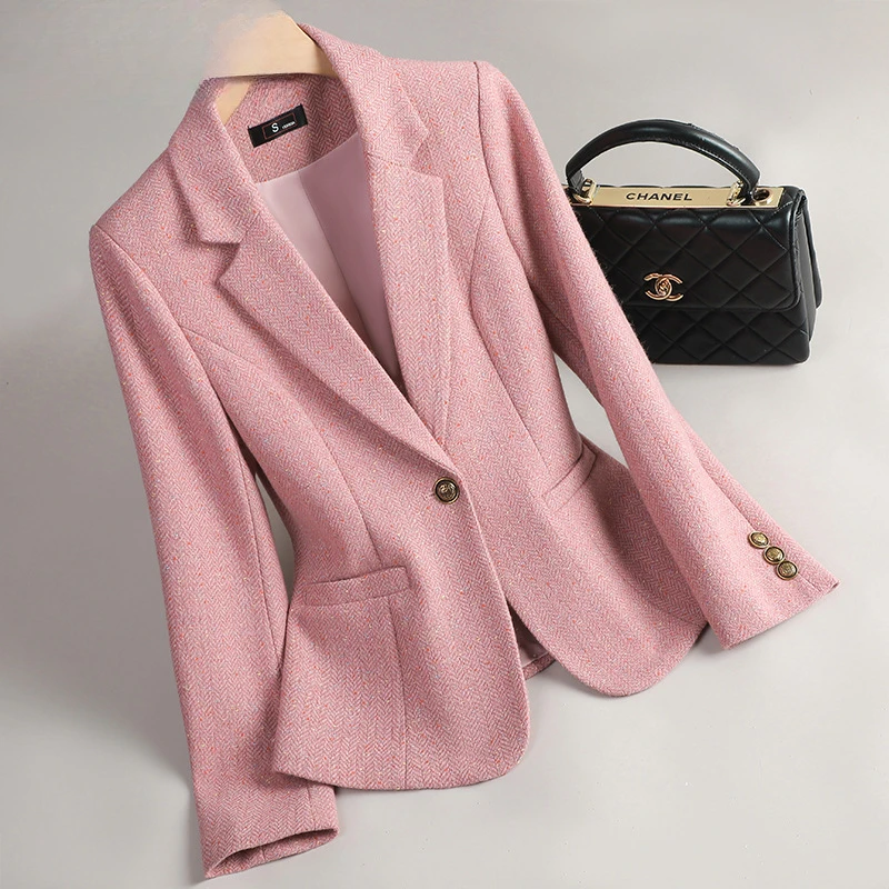 

Новый женский блейзер 2026 года, приталенный, с длинным рукавом, для офиса, деловой, повседневный, элегантный, рабочий костюм 1655